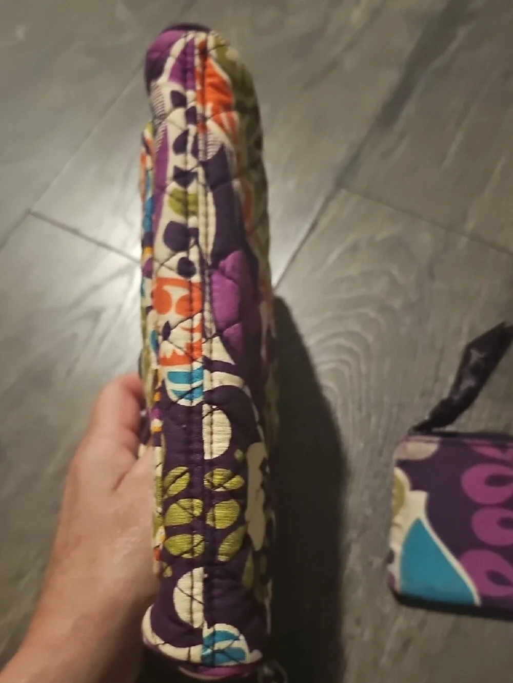 Vera Bradley Plum Crazy Purple Quilted Wristlet and Card Pouch Purse